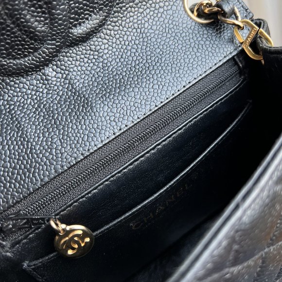 Authentic Chanel Classic Square Black Caviar Leather Mini Crossbody Bag B0846 - Picture 13 of 16